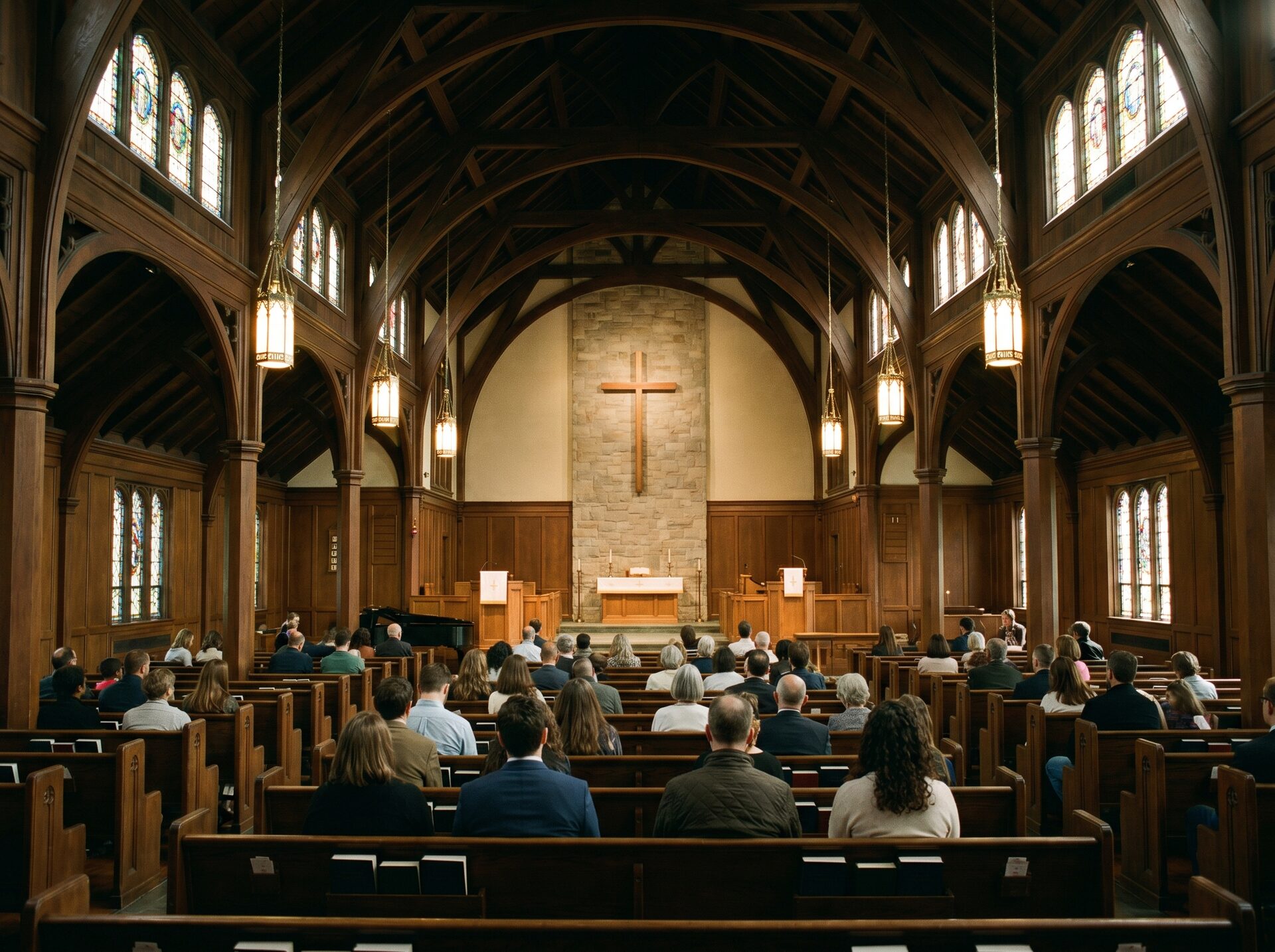 Trinity Presbyterian Church congregation in the sanctuary